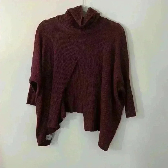 Free People Beach Burgundy Turtleneck Open back Sweater Size S Small - Picture 4 of 5
